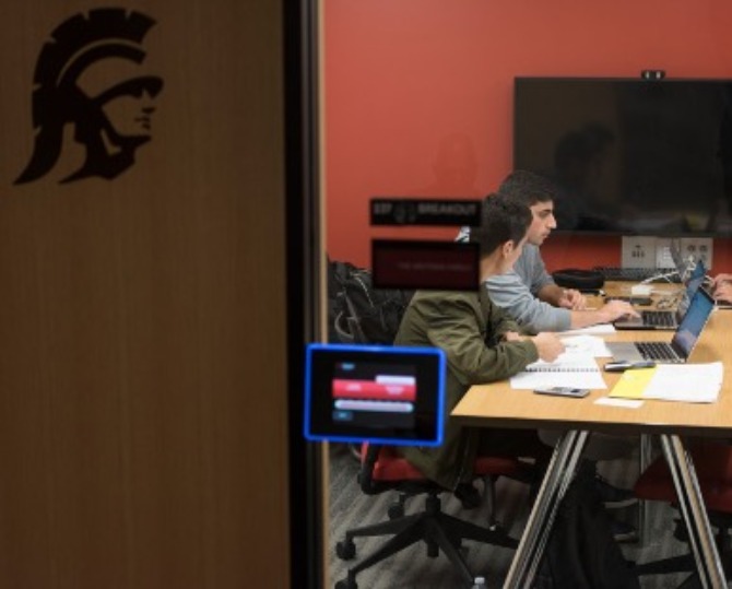Students studying in a study room