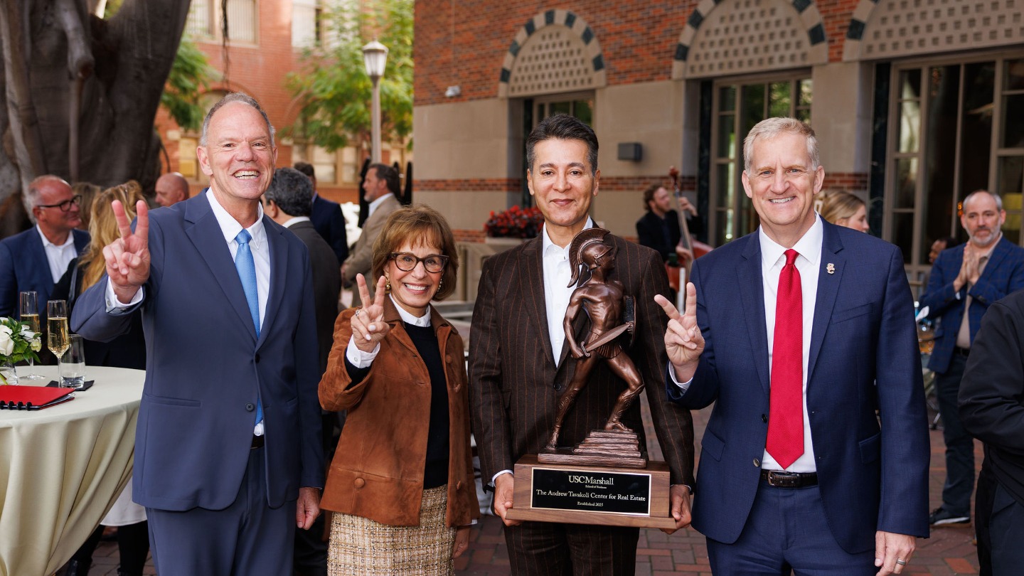 Geoffrey Garrett, Carol Folt, Andrew Tavakoli, Andrew Guzman