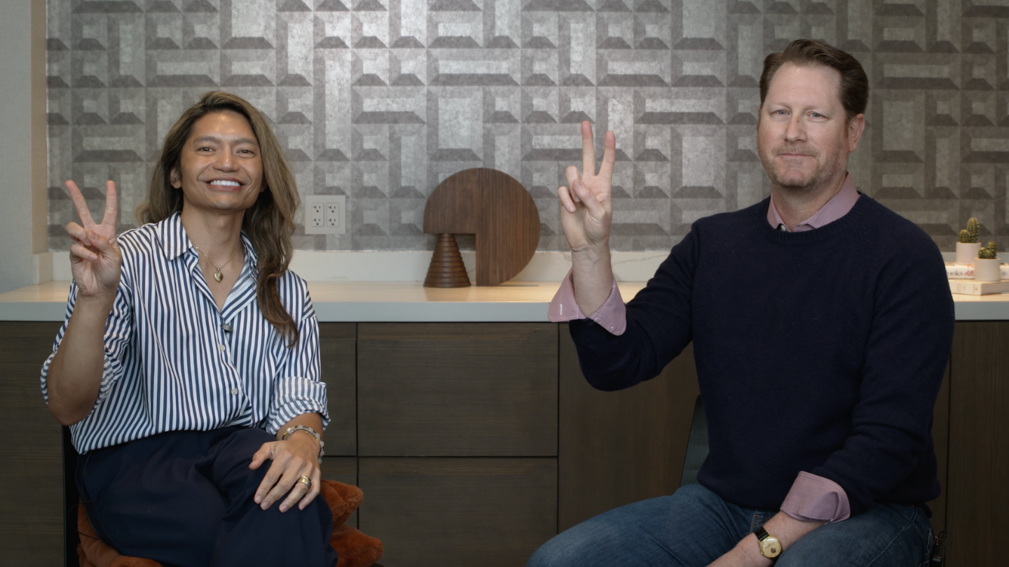 Michael Paranal and Scott Henderson giving the "Fight On!" sign