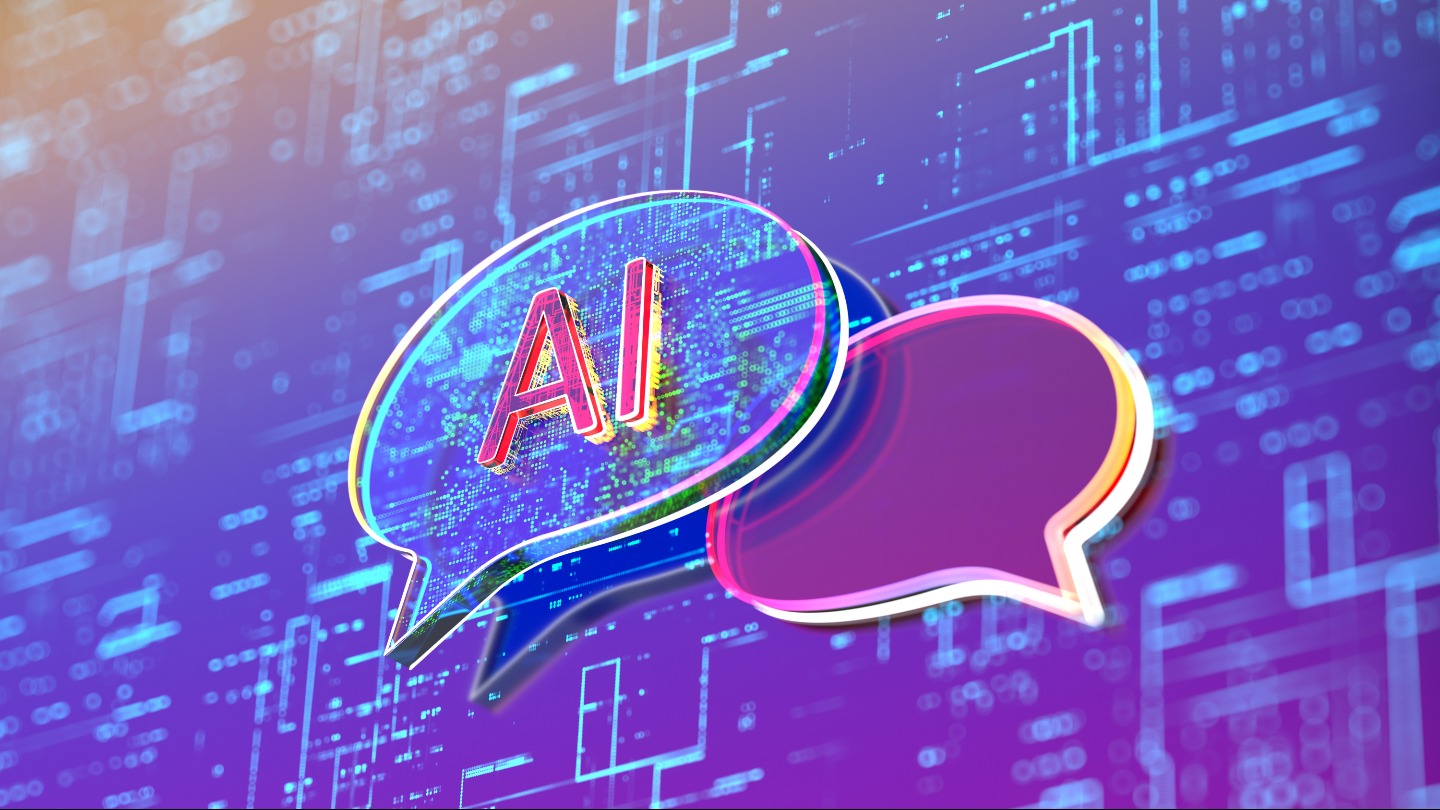 decorartive image of AI symbol in message bubble