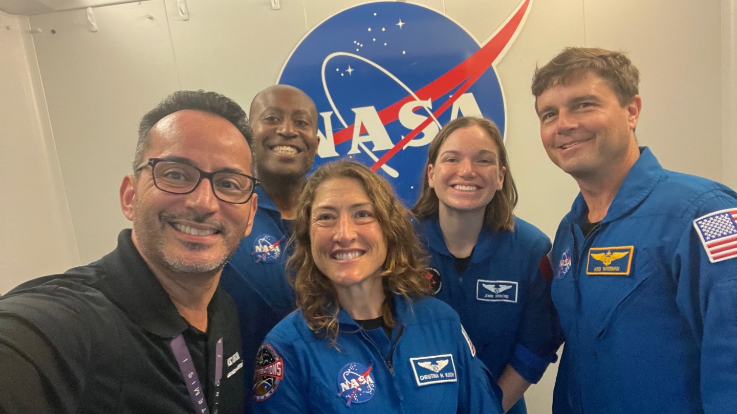 Vlad Gonzalez with the Artemis II crew