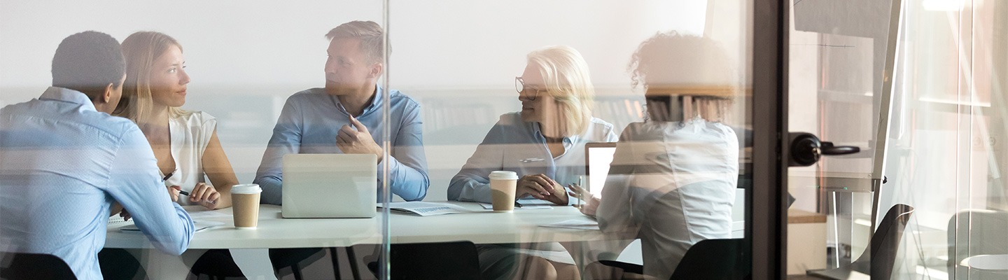 A group of business executives in a meeting.