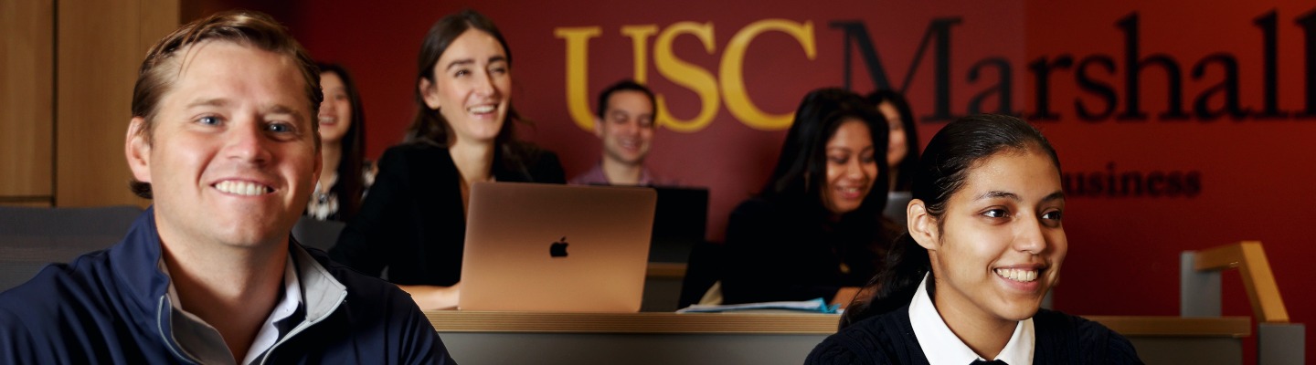 USC Marshall smiling graduate students