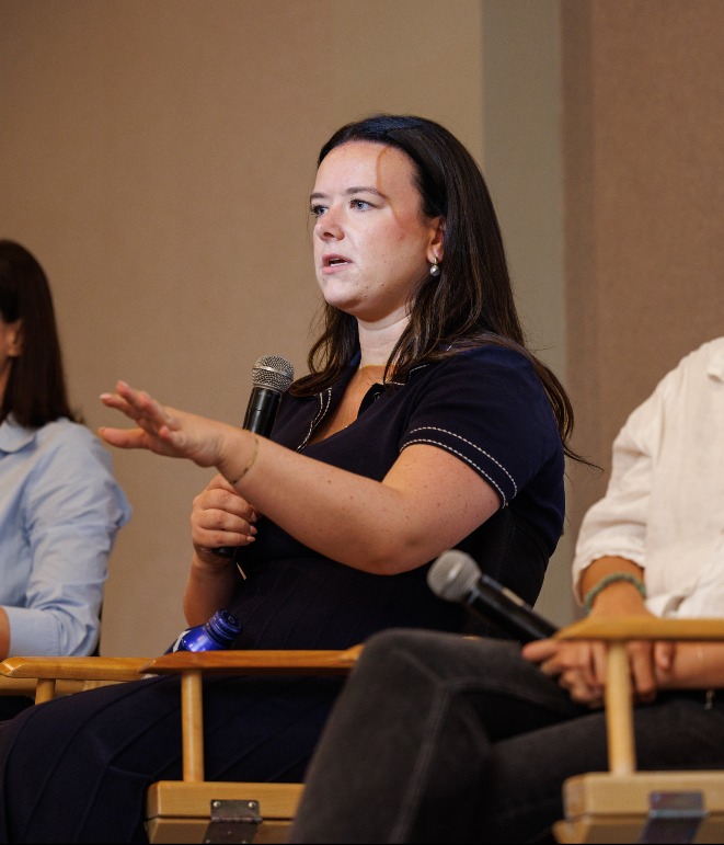 Hannah Foley speaking at the MBA Career Panel