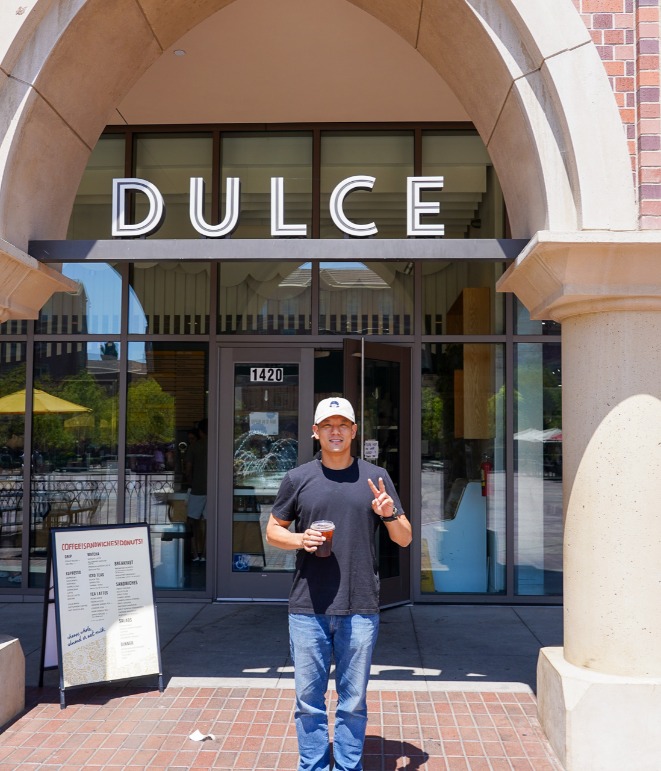 James Choi giving the Fight On sight in front of Dulce