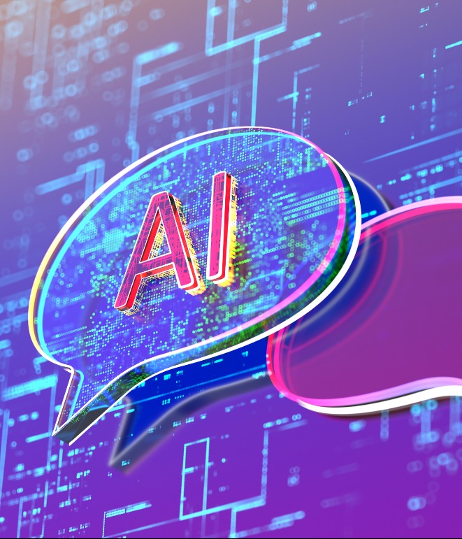 decorartive image of AI symbol in message bubble