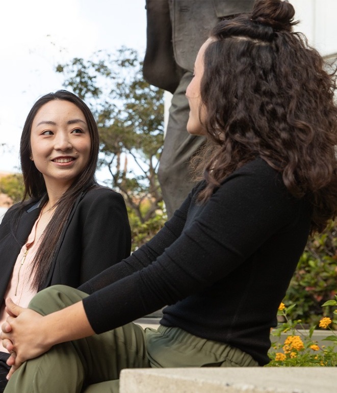 Students talking outside