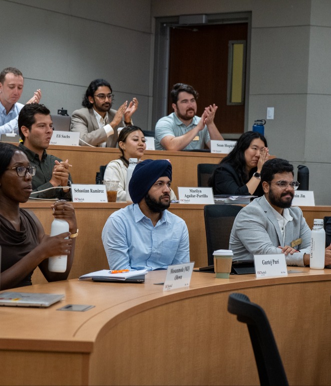 MBA students at a career launchpad panel