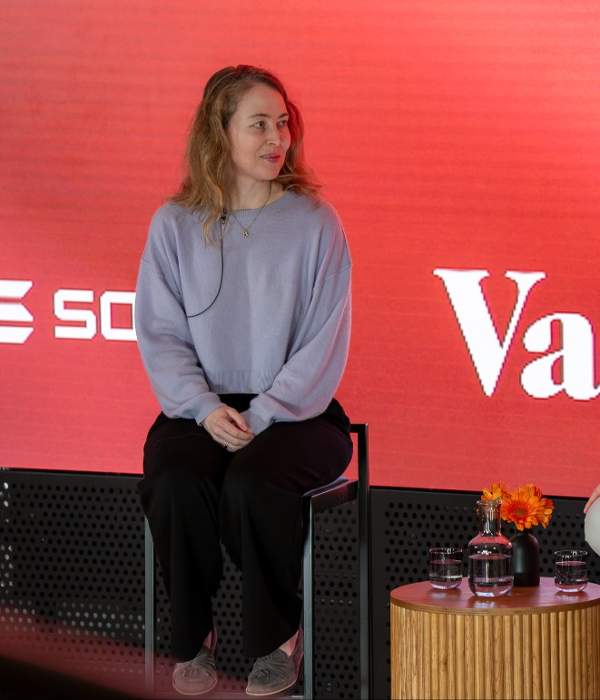 Clare Hove and Matt Sigel at the VEDA Blockchain Conference