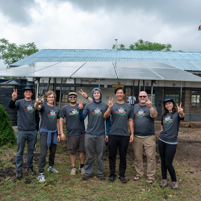 HBSF students in front of a solar panel in Tsavo West
