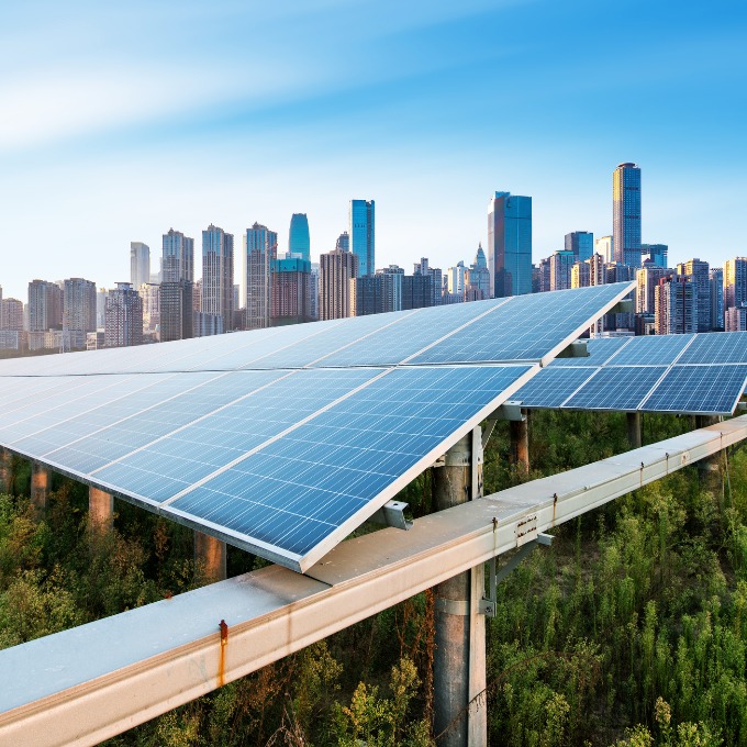 solar panels outside a Chinese city