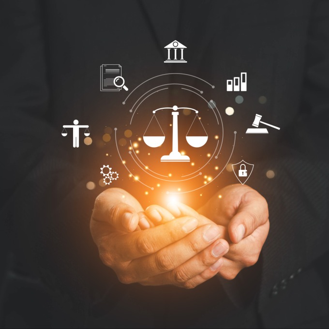 decorative image of computer generated scales in two hands