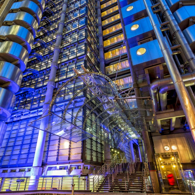 Exterior of the iconic Lloyd's of London building.