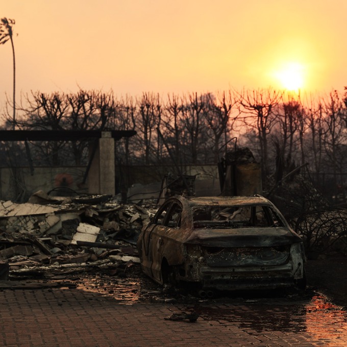 A house in Pacific Palisades burned to the foundation.