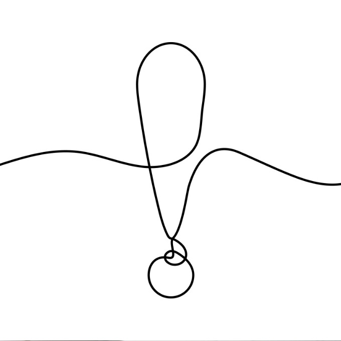 Wire sculpture of an exclamation point.