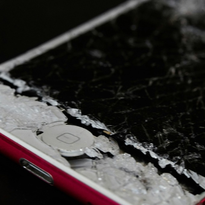 A shattered, useless iPhone.
