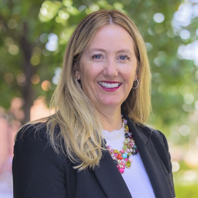 Color photograph of Nadine Watt on the campus of USC.
