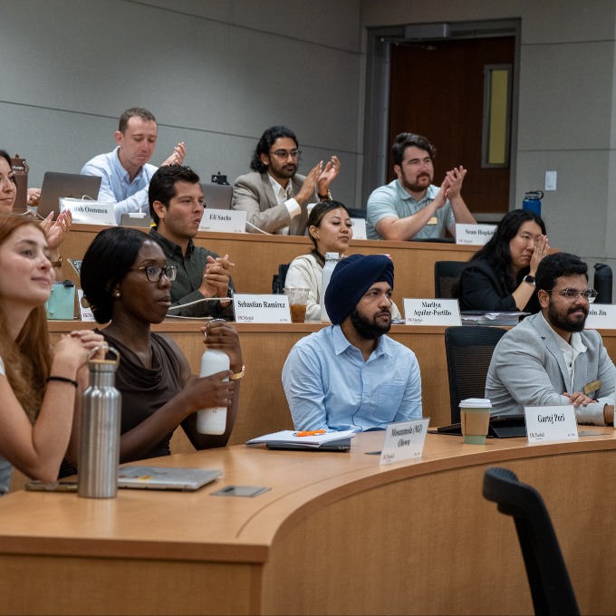 MBA students at a career launchpad panel