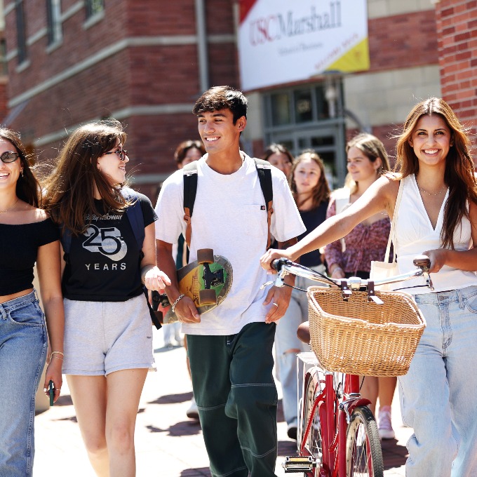 students walking on campus