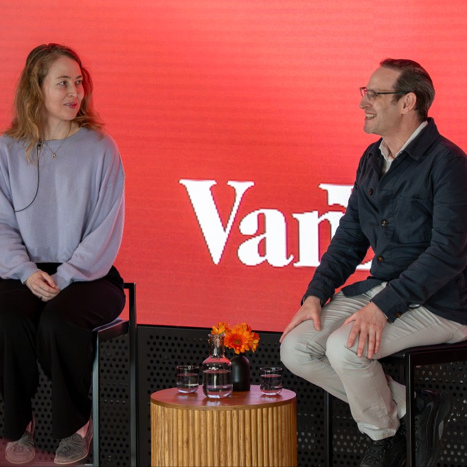 Clare Hove and Matt Sigel at the VEDA Blockchain Conference
