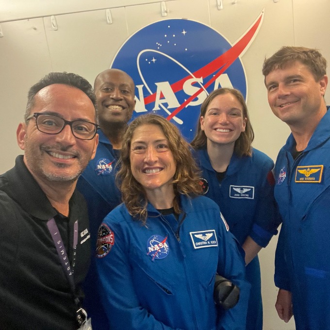 Vlad Gonzalez with the Artemis II crew