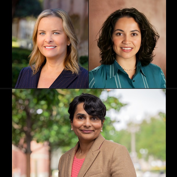 L-R Top Row: Headshots of Julia Plotts and Miriam Burgos; bottom row is Smrity Randhawa