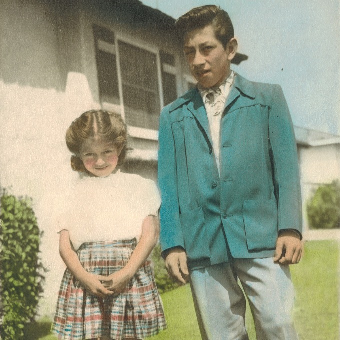 Vintage color photograph of Joe Zazueta and daughter