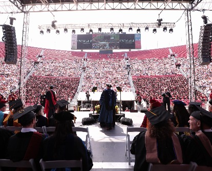 The commencement crowd at the Coliseum