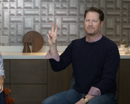 Michael Paranal and Scott Henderson giving the &quot;Fight On!&quot; sign