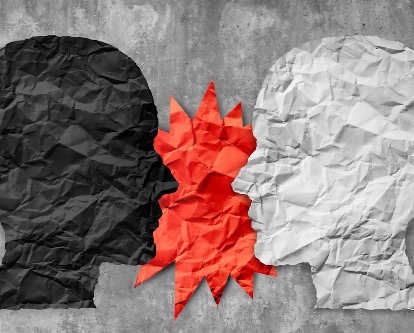 Stock Image, White Black Faces Made out of Paper