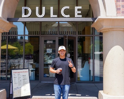 James Choi giving the Fight On sight in front of Dulce