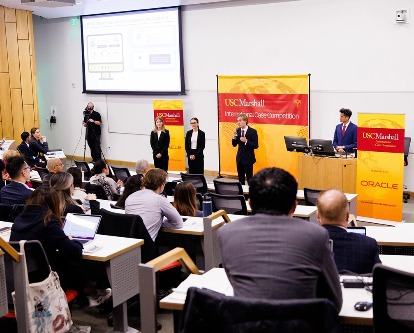 A case competition being held in a USC classroom.