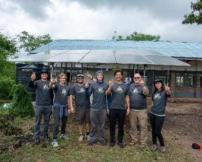 HBSF students in front of a solar panel in Tsavo West