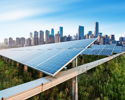 solar panels outside a Chinese city