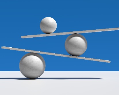 decorative image of spheres balancing on platforms