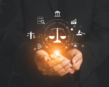 decorative image of computer generated scales in two hands