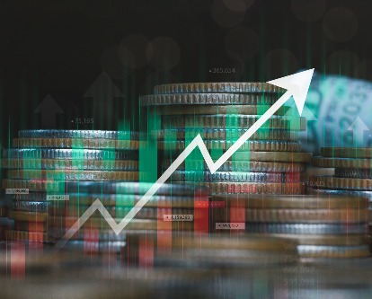 graphic of an arrow going up in front of money