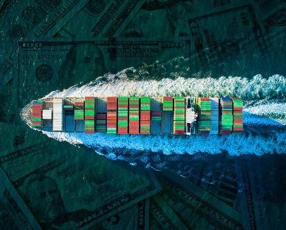 a boat shipping goods across an ocean