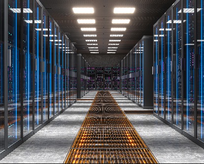 Server room maintaining high data storage capacity with modern technology