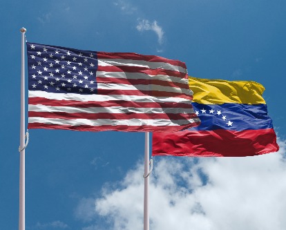 US flag and Venezuela flag