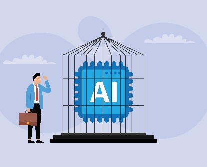 decorative image of AI in a cage