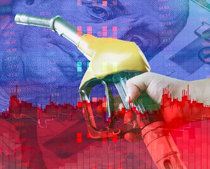 decorative image of a gas pump in front of profit graphs