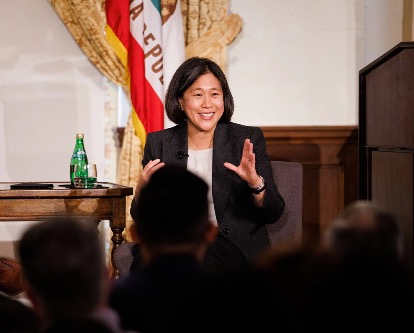 Ambassador Katherine Tai Speaking on Stage