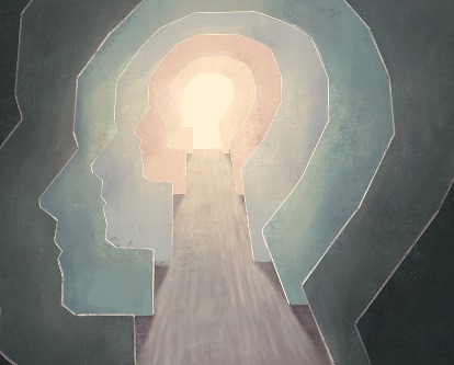 Color illustration of a profile receding into multiple profiles.