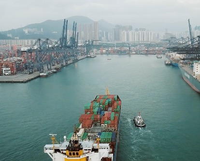 Ship Carrying Containers into port