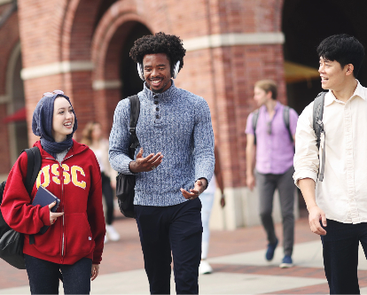 Students walking through campus
