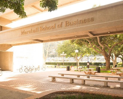 Bridge Hall and the Marshall School of Business sign