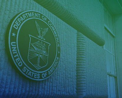 The seal outside of the US Department of Commerce.