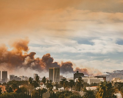 Smoke billowing from 2025 Pacific Palisades fire.