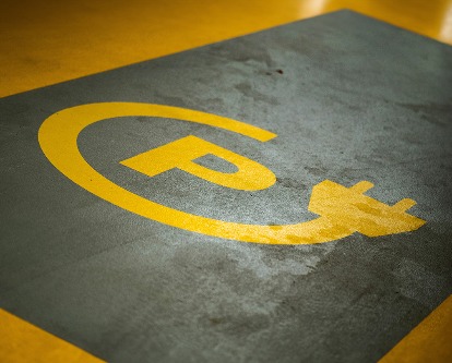 Charging station parking spot.